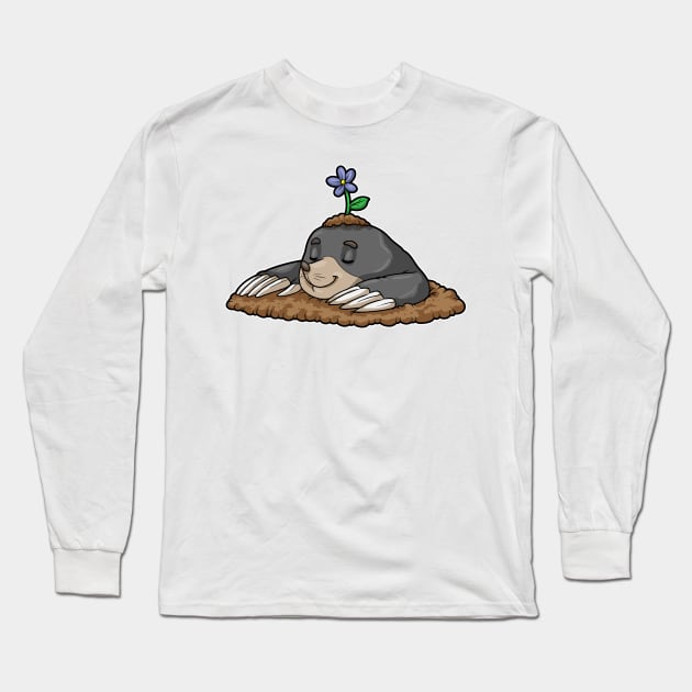 Mole at Sleeping on Molehills Long Sleeve T-Shirt by Markus Schnabel